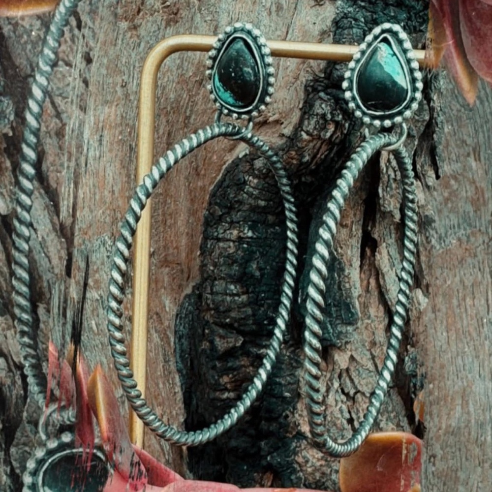 Genuine Black Jack Turquoise Hoops